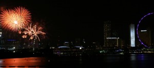 Fireworks looking from Marina Barrage