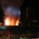 The firecrackers going off. I think I put too long of exposure. Look like burning.