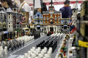 A Lego Town with Star Wars Storm Troopers Parade